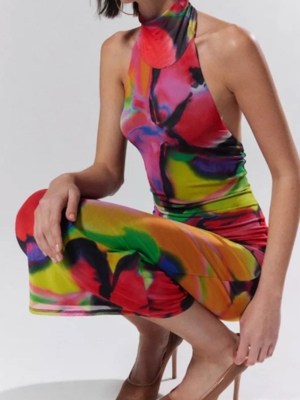 NWT | AFRM | Olympia Backless Mesh Haltar Dress | Size Small Petite